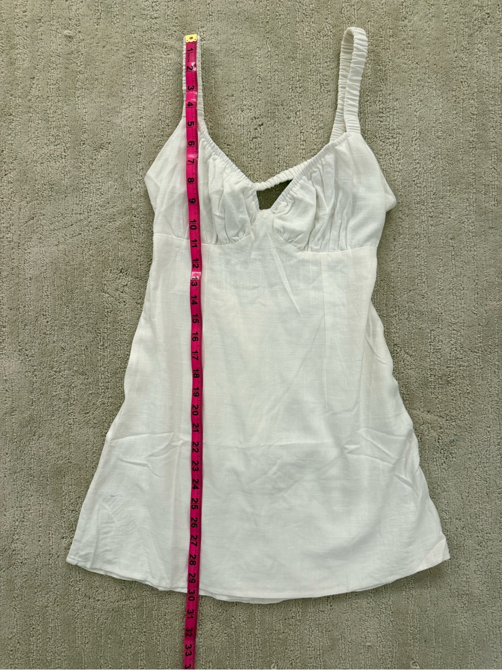 Sky to Moon White Linen Blend Open Back Mini Dress M - Picture 9 of 13